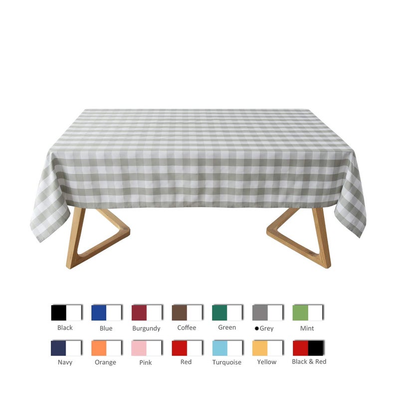 maxmill Checkered Tablecloth Stain Resistant Waterproof and Wrinkle Resistant Washable Heavy Weight Table Cloth Gingham for Dining Room and Outdoor Use, Rectangle 60 x 120 Inch Gray and White - Image 3